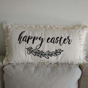 "Happy Easter" Lumbar Throw Pillow Farmhouse Style